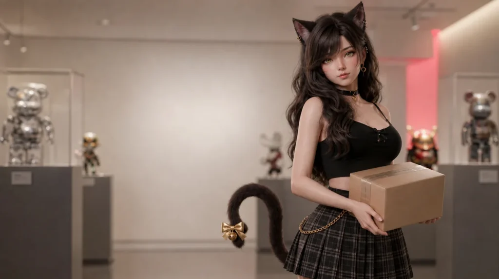 Discretion & FAQ 1 Nya-chan holding an unmarked parcel in the Otakudolls gallery